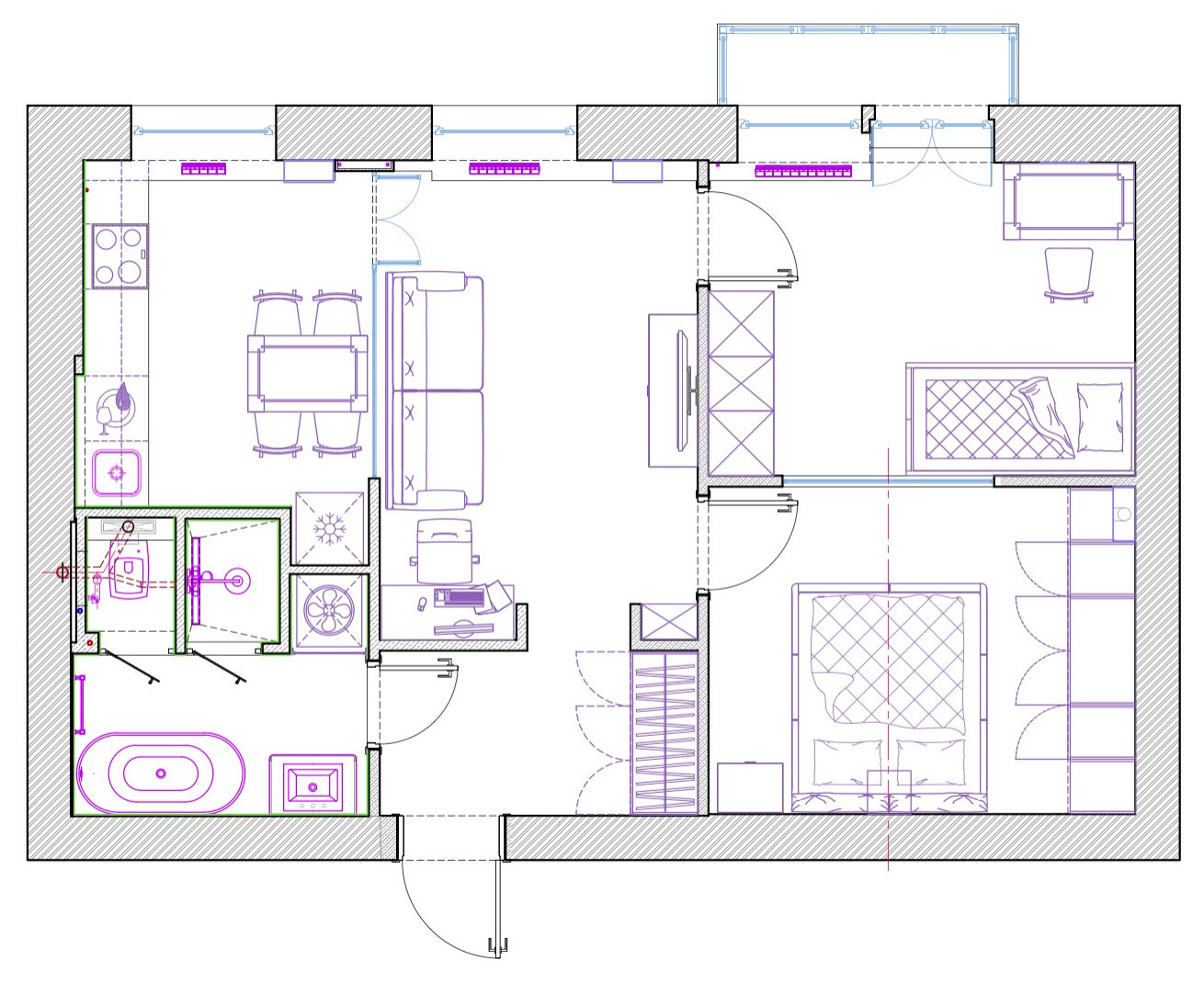 Houzz тур: Из «двушки» в «трешку» без переноса кухни