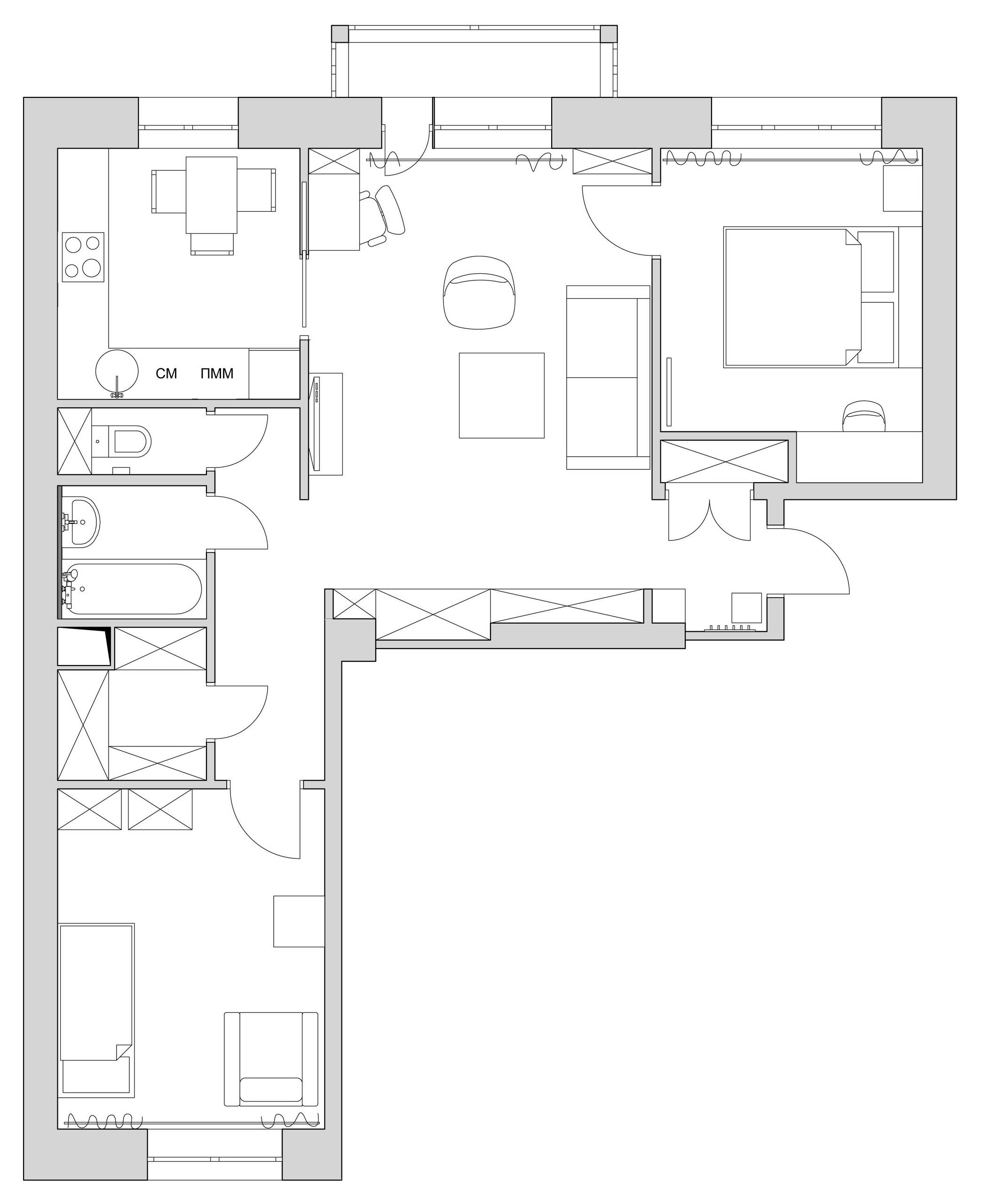 Houzz тур: Квартира в синих и оранжевых тонах в московской сталинке