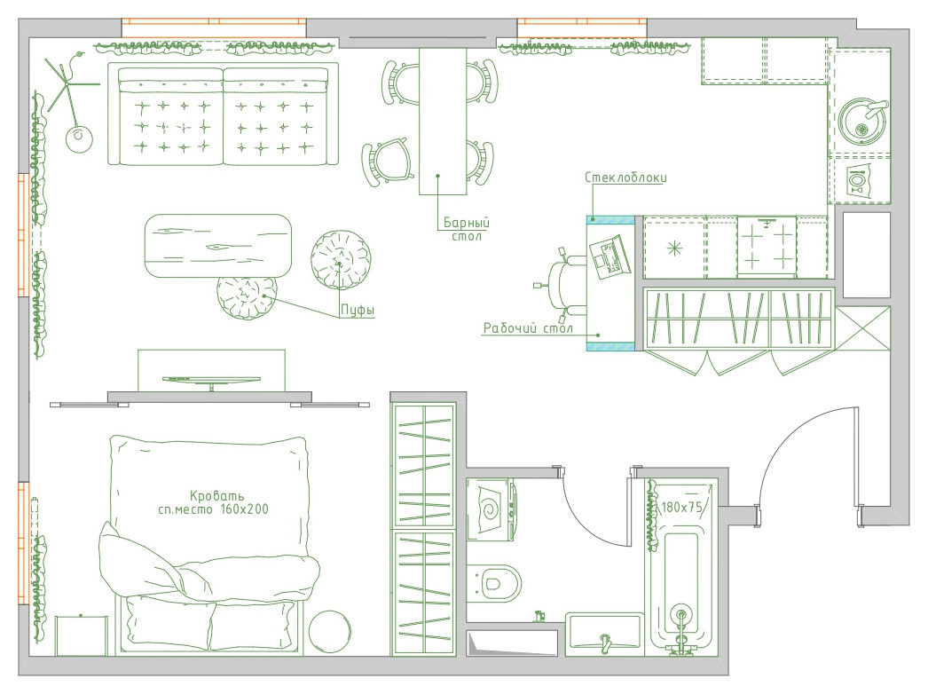 Поиск планировки: 4 плана + финал для апартаментов под сдачу