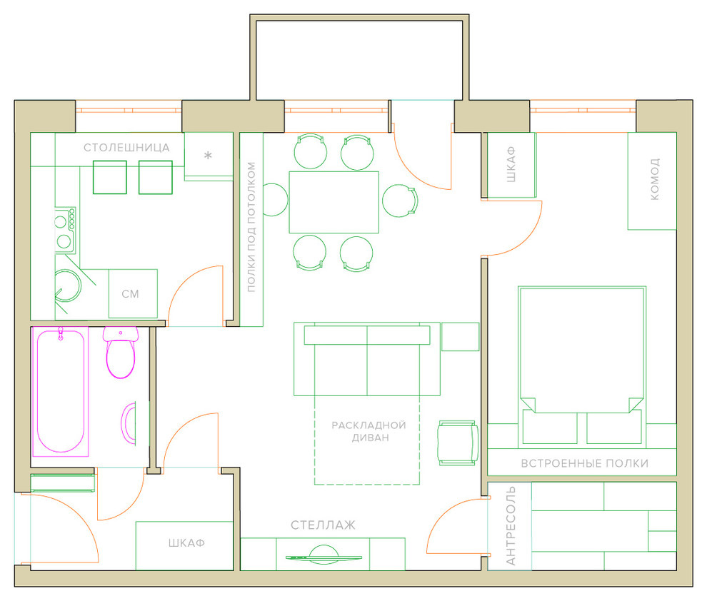 Не ремонт: Четыре варианта расстановки мебели в двухкомнатной хрущевке