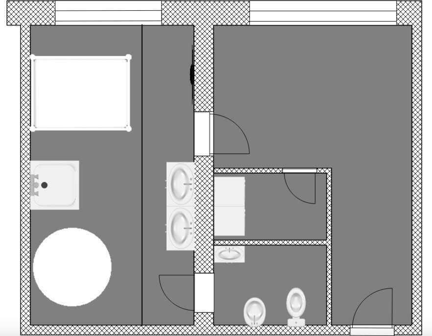 Есть задача: Ванная в спальне