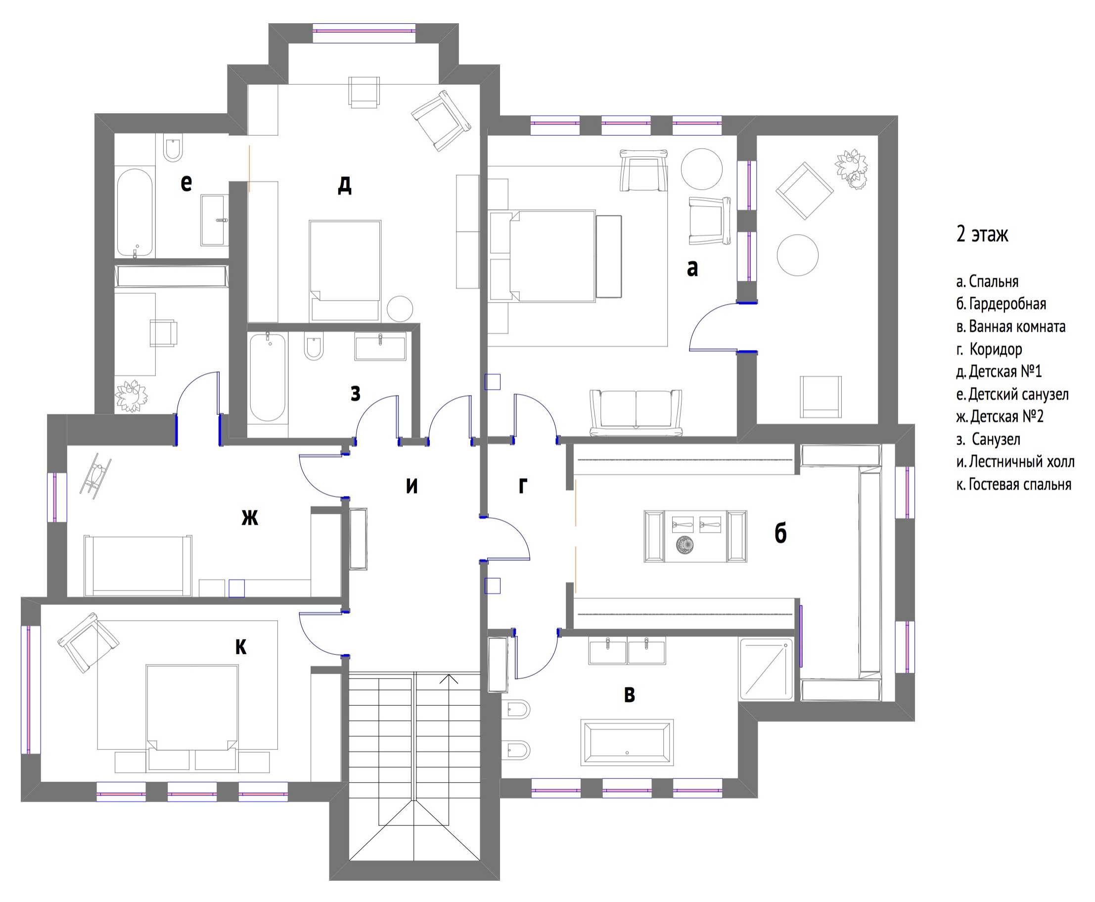 Houzz тур: Дом на Новой Риге с синей библиотекой