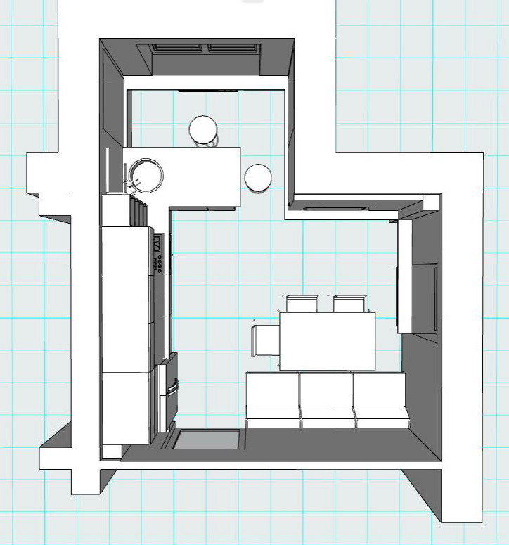 Поиск планировки: Кухня 18 кв.м, для которой сделали 4 плана