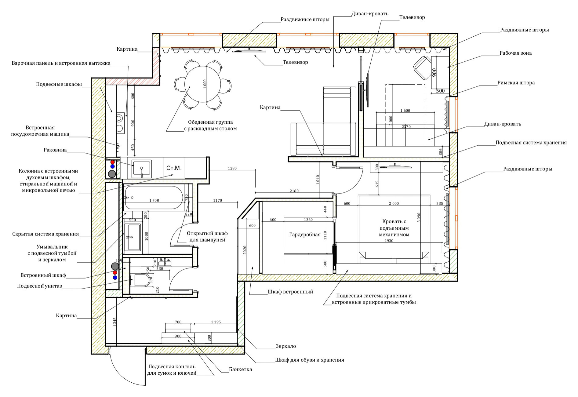 Поиск планировки: 6 вариантов + финал для евротрёшки с кабинетом
