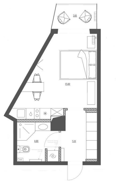 Houzz тур: Студия 27 кв.м с намёком на лофт