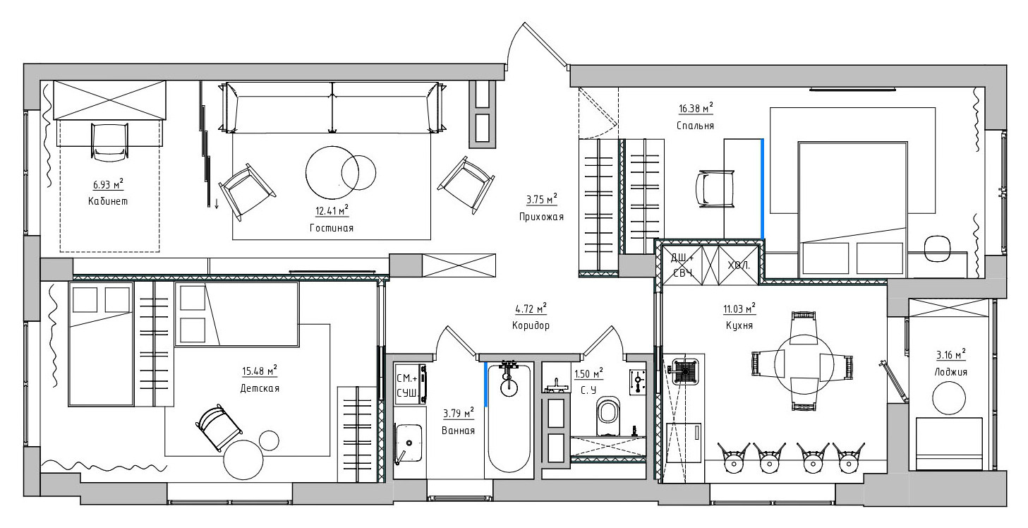 Поиск планировки: Квартира семьи экспатов из Китая [5 планов]