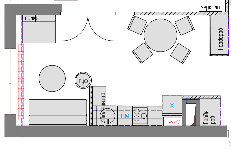 Проект недели: Кухня-гостиная с яркими деталями