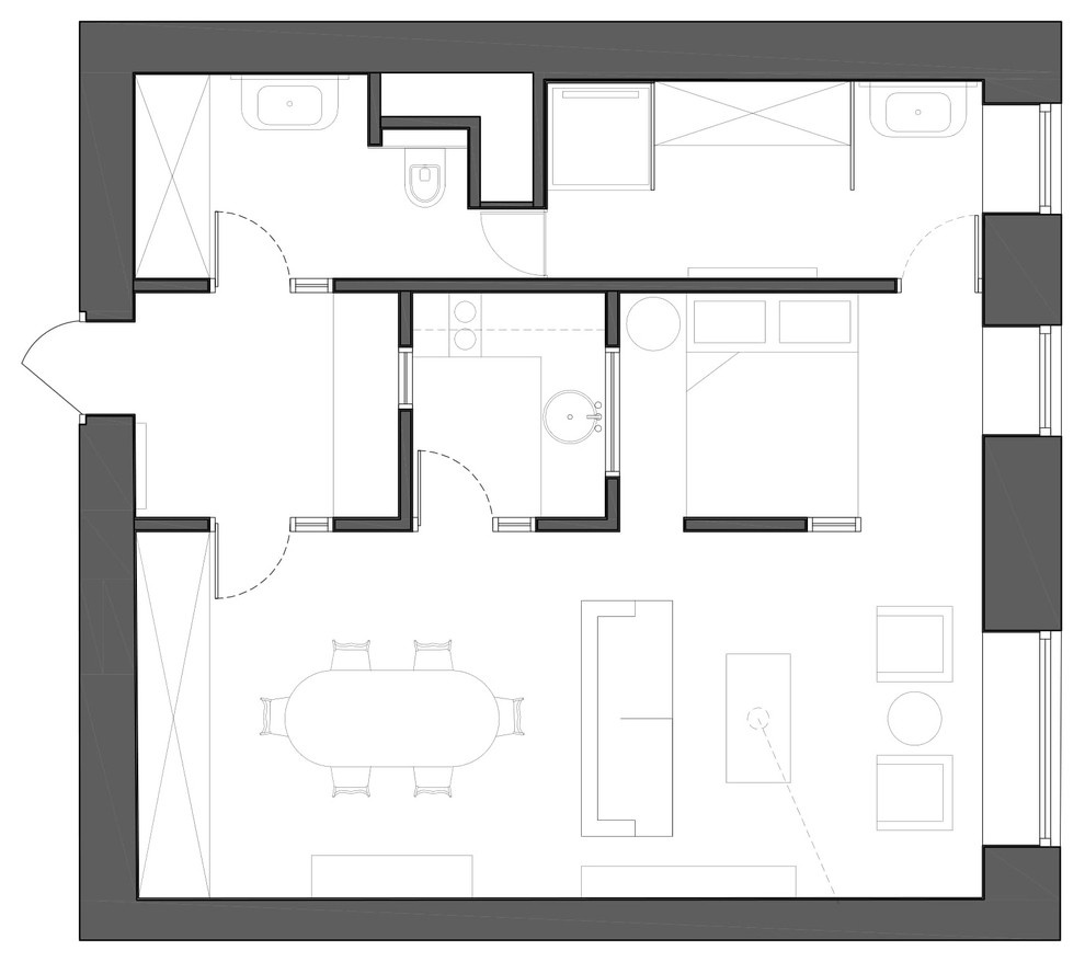 Houzz тур: Гарсоньерка с крошечной кухней