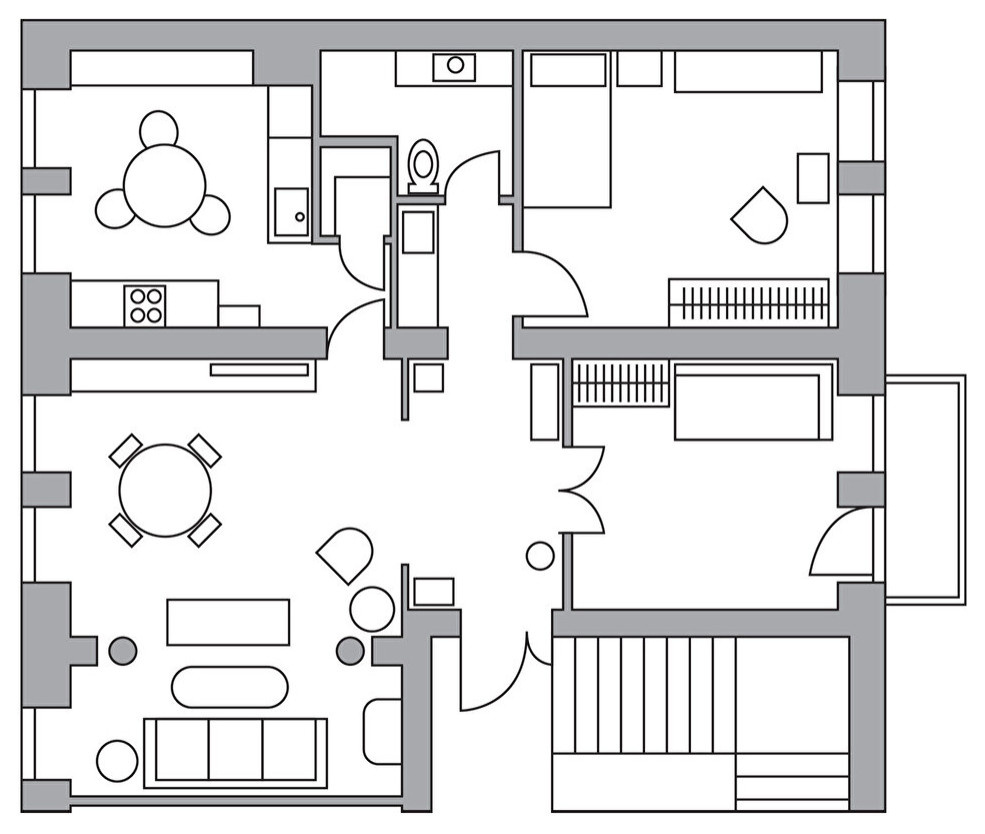 В гостях: Интерьер с колоннами в Соцгороде Казани