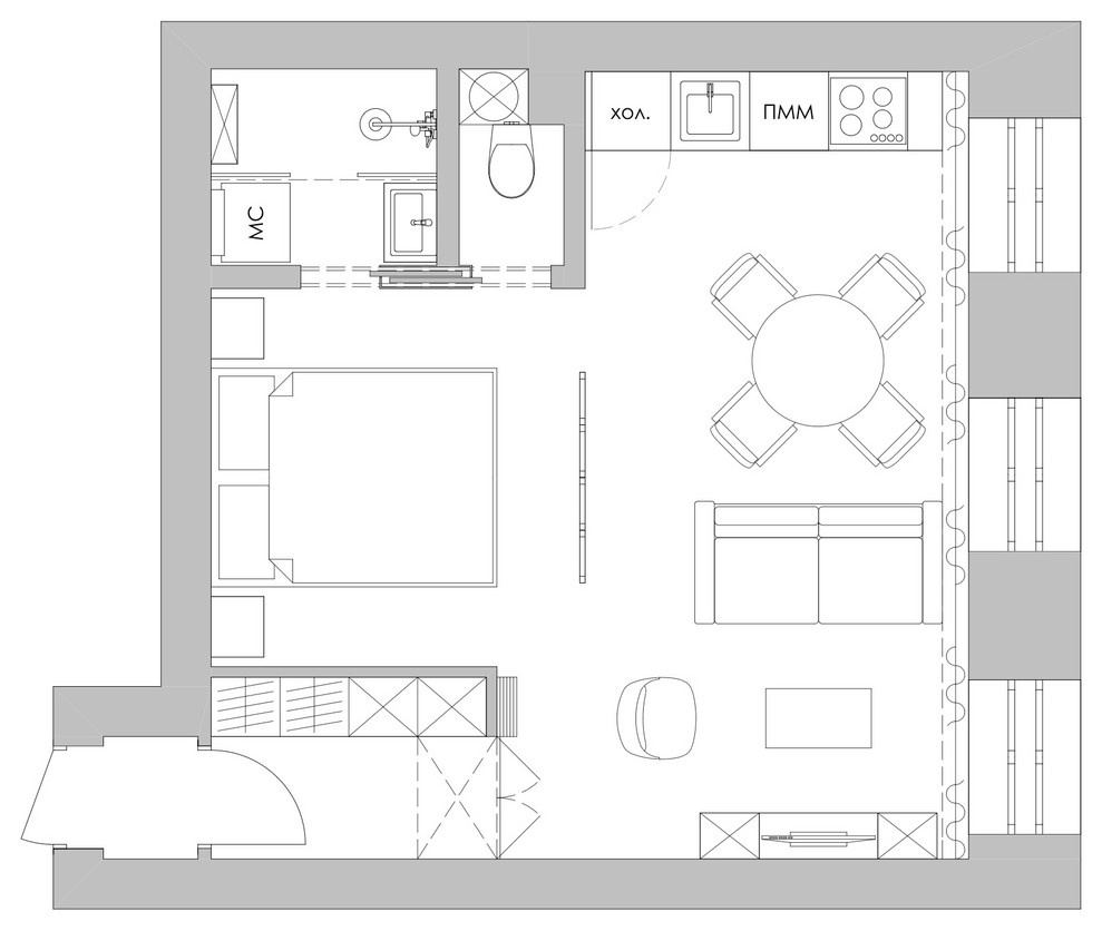 Houzz тур: 33 кв.м — студия из комнаты в коммуналке