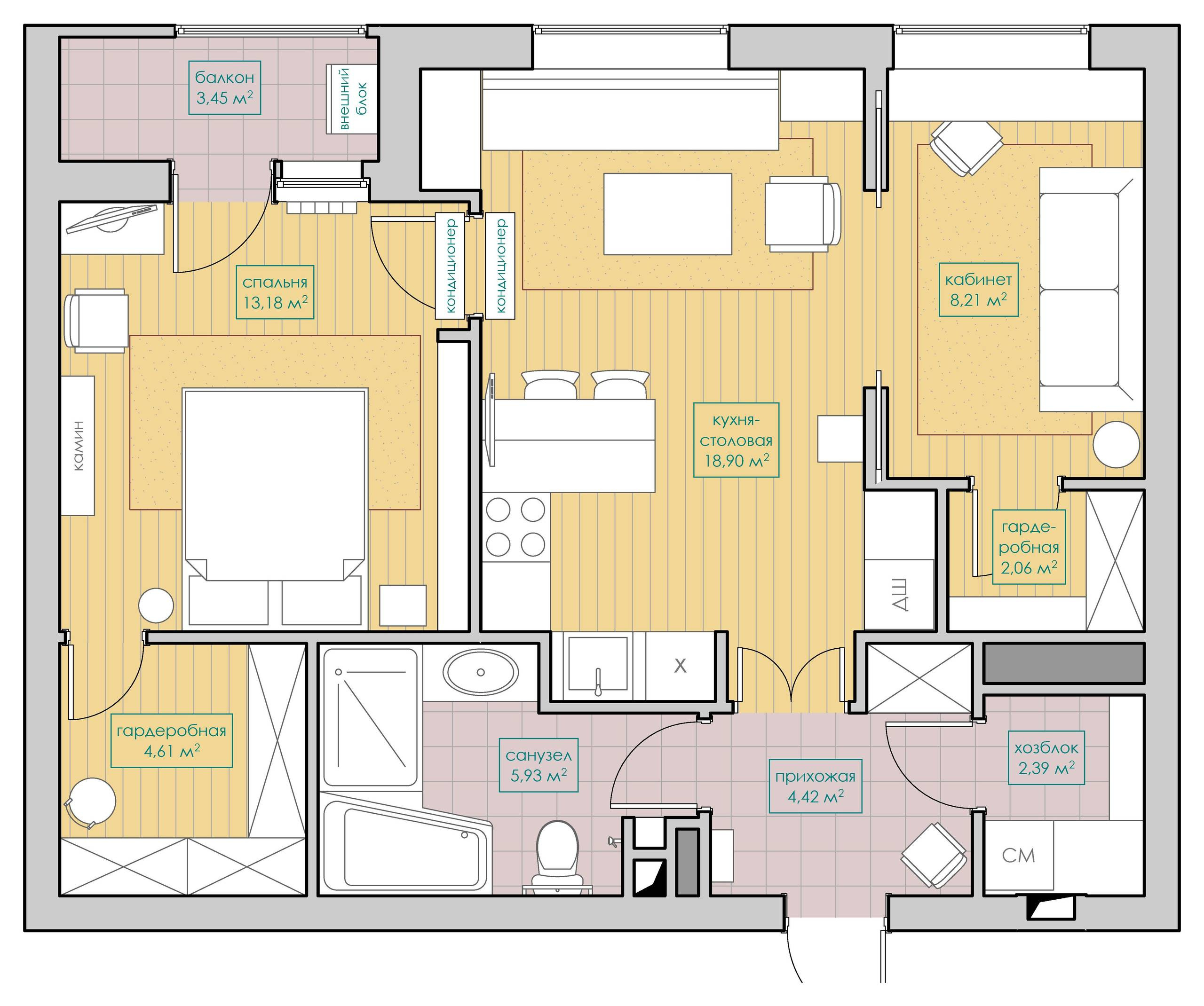 Houzz тур: Апартаменты с картиной в камине