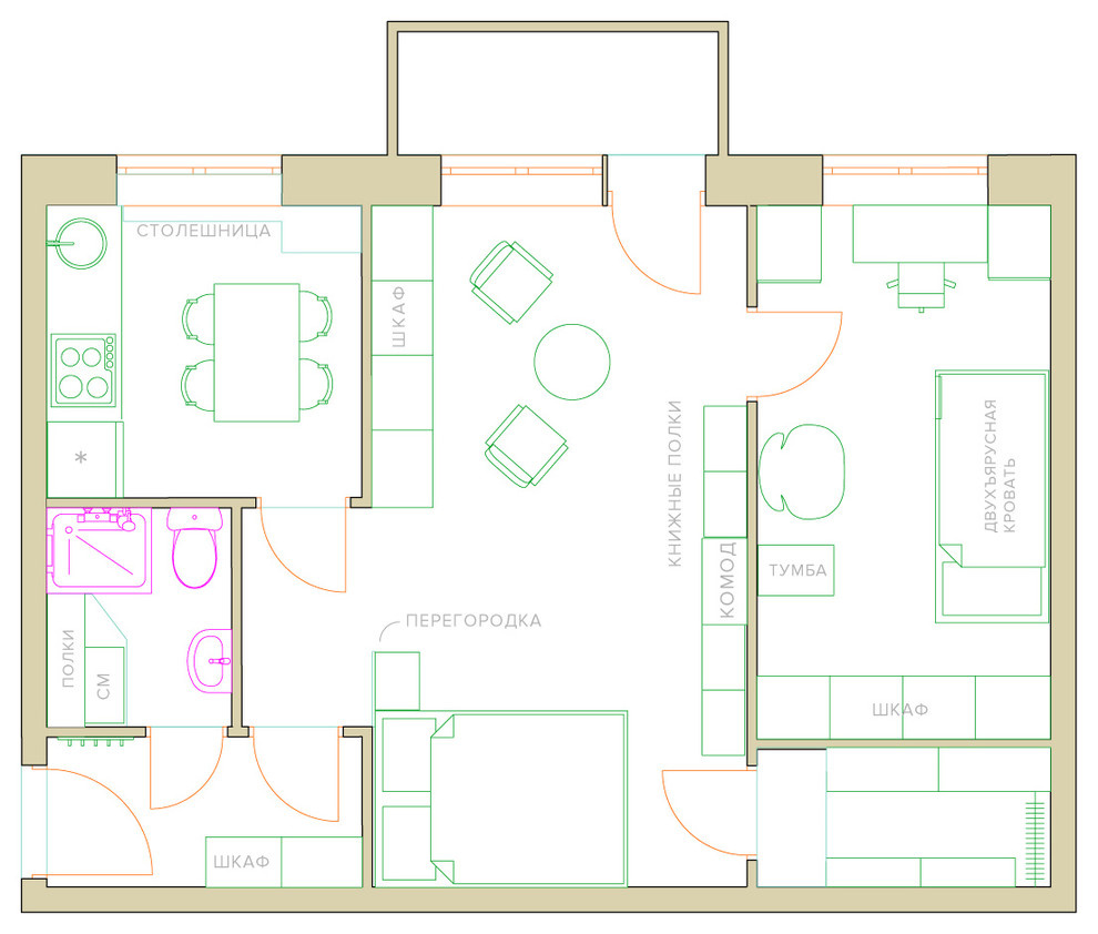 Не ремонт: Четыре варианта расстановки мебели в двухкомнатной хрущевке