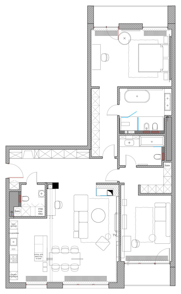 Houzz тур: Квартира с камином и деревянным панно ручной работы