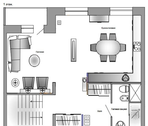Houzz тур: Оттенки синего и блеск зеркал в двухуровневой квартире