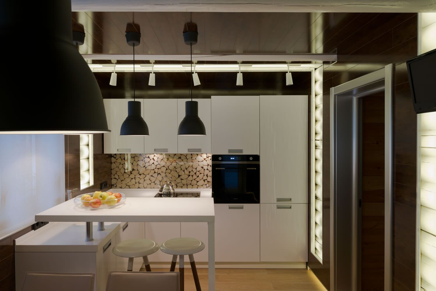 Проект недели: Кухня-гостиная с минимализмом и дровами