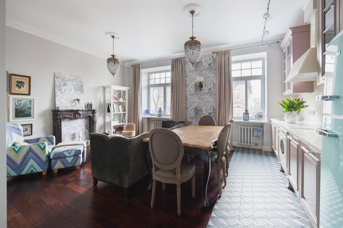 Зонирование кухни и гостиной