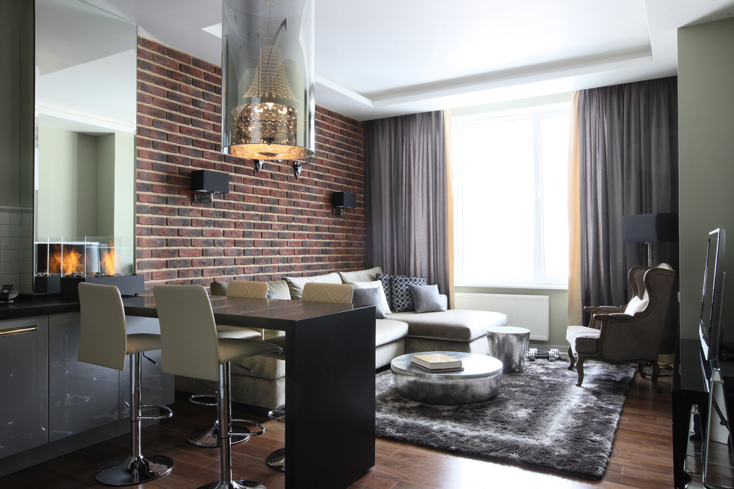 Проект недели: Современная кухня-гостиная для городского денди