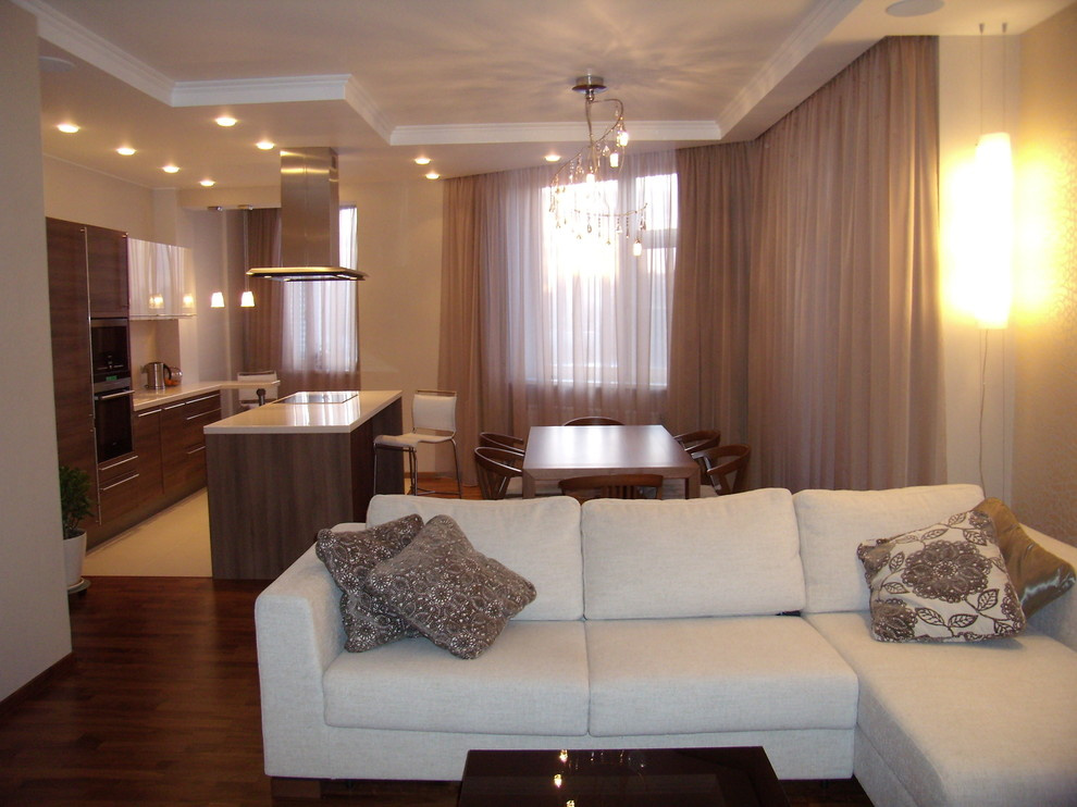 living room with kitchen