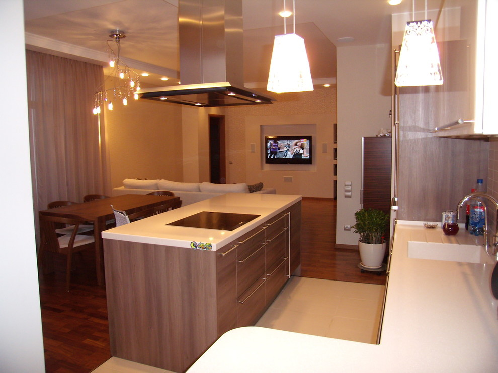 living room with kitchen