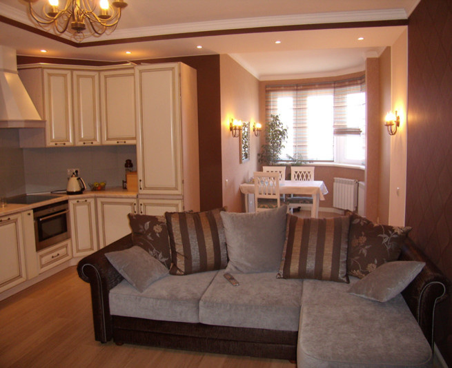 Family room with kitchen