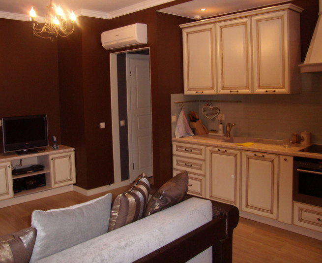 Family room with kitchen