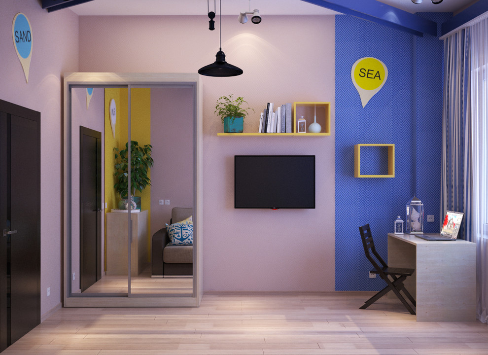 Bright hostel interior design