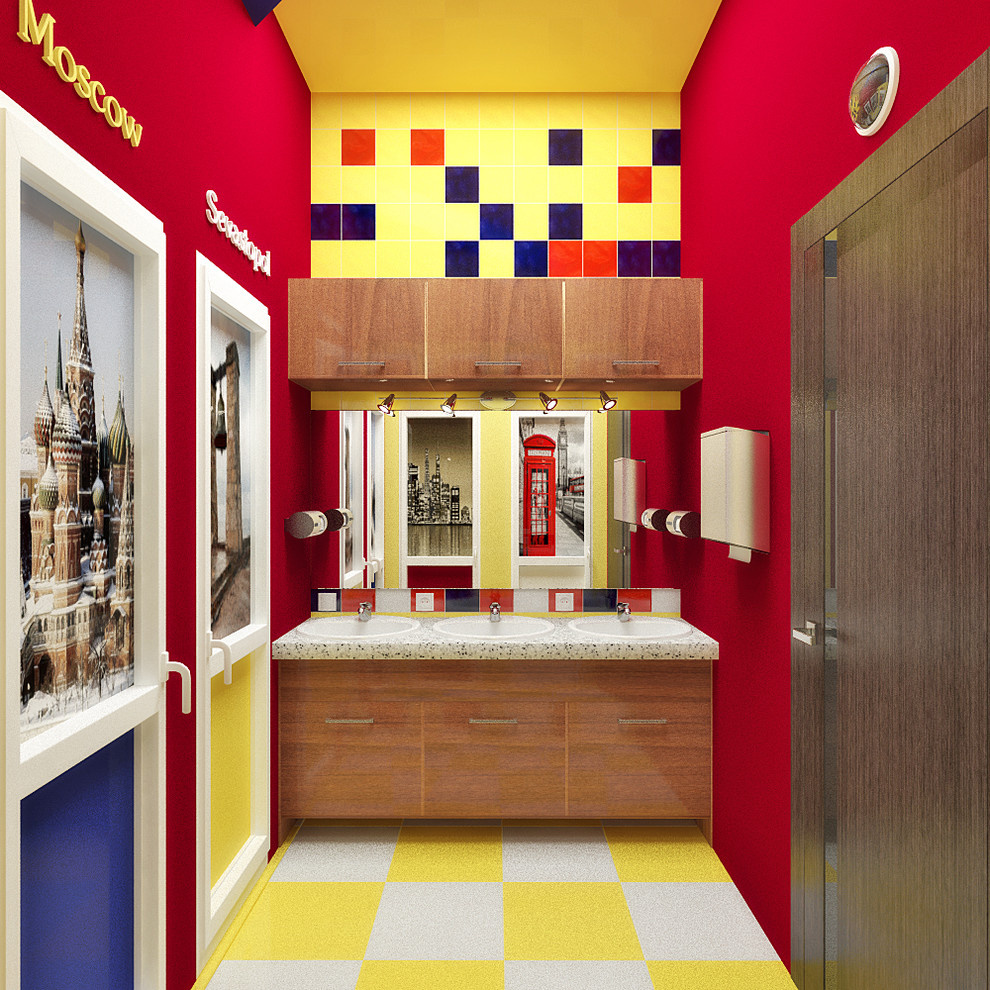 Bright hostel interior design