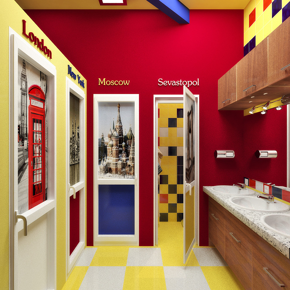 Bright hostel interior design