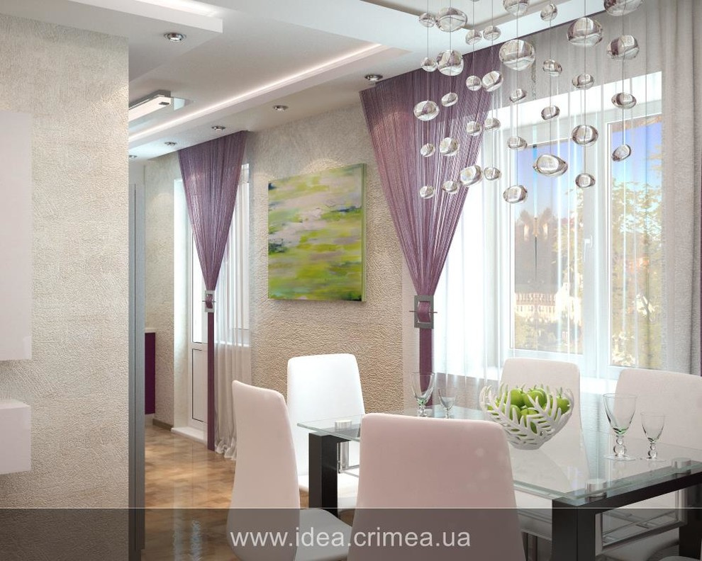 Contemporary living room and kitchen