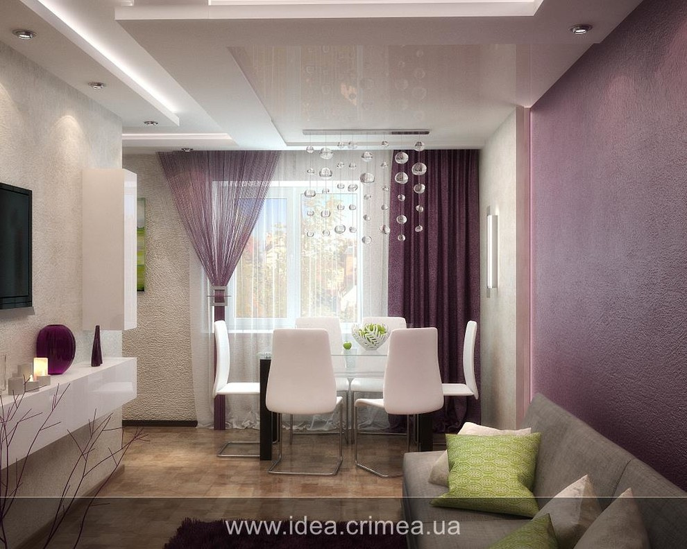 Contemporary living room and kitchen