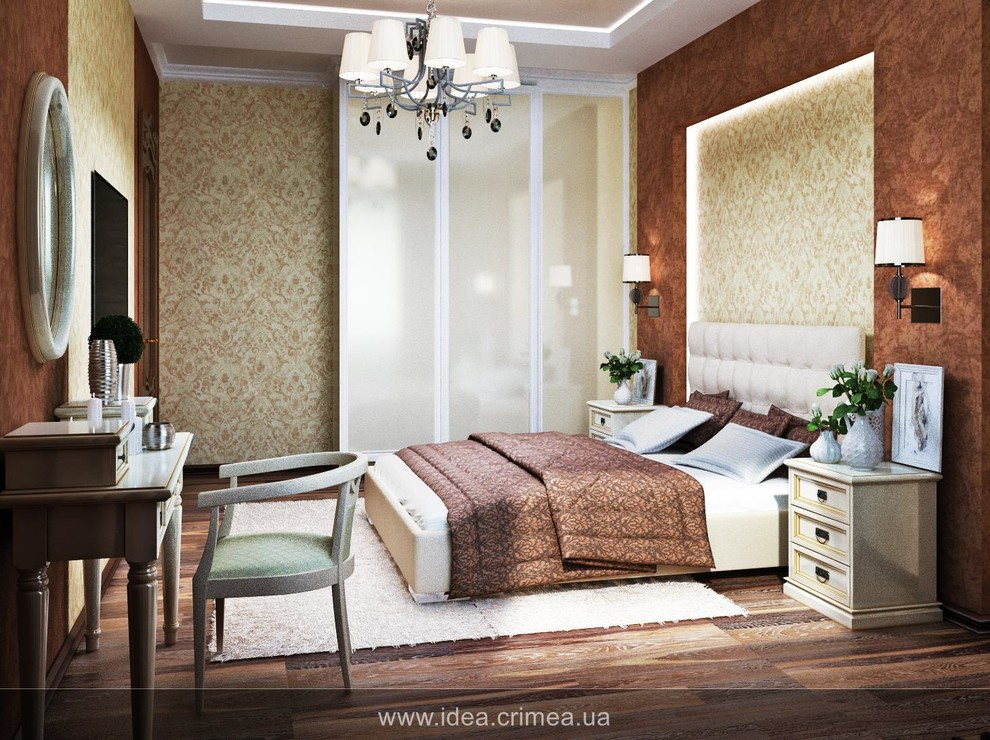 Traditional bedroom and bathroom design