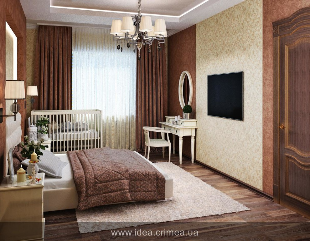 Traditional bedroom and bathroom design