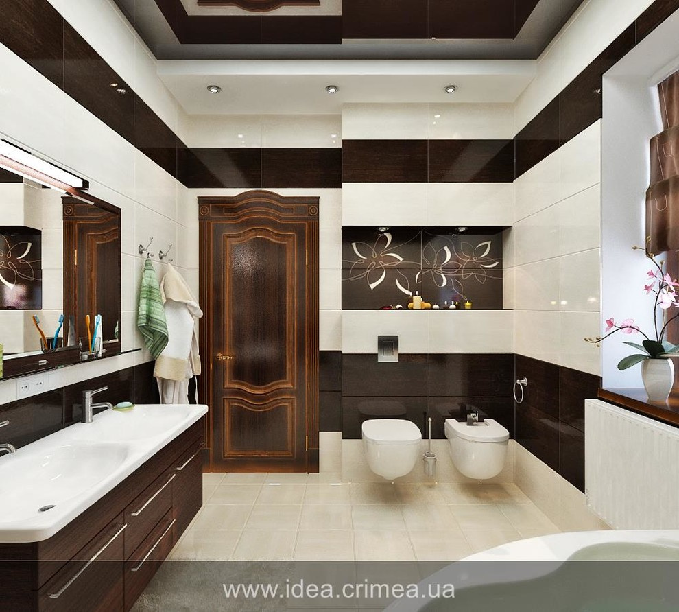 Traditional bedroom and bathroom design