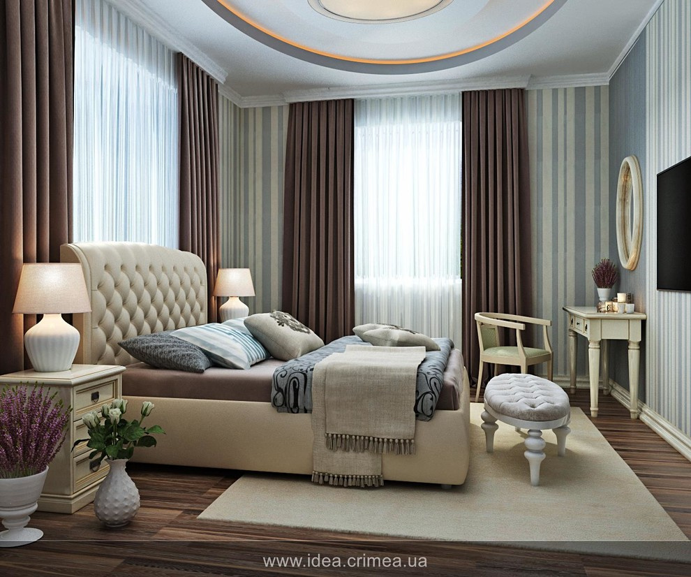 Traditional bedroom and bathroom design