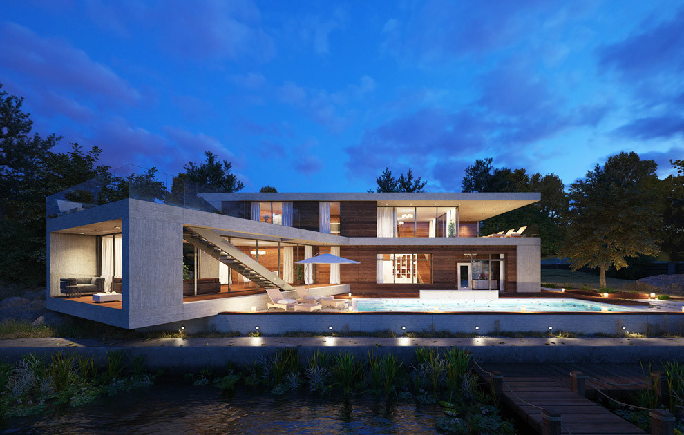Дом на реке. Современная архитектура