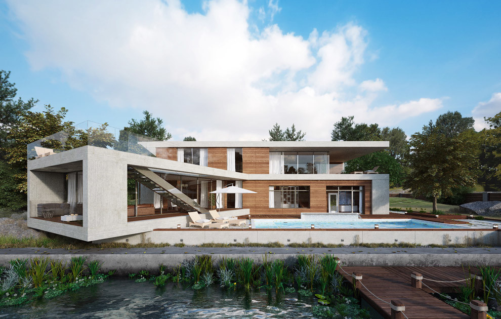 Дом на реке. Современная архитектура