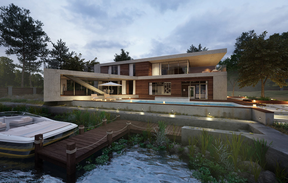 Обложка проекта: Дом на реке. Современная архитектура