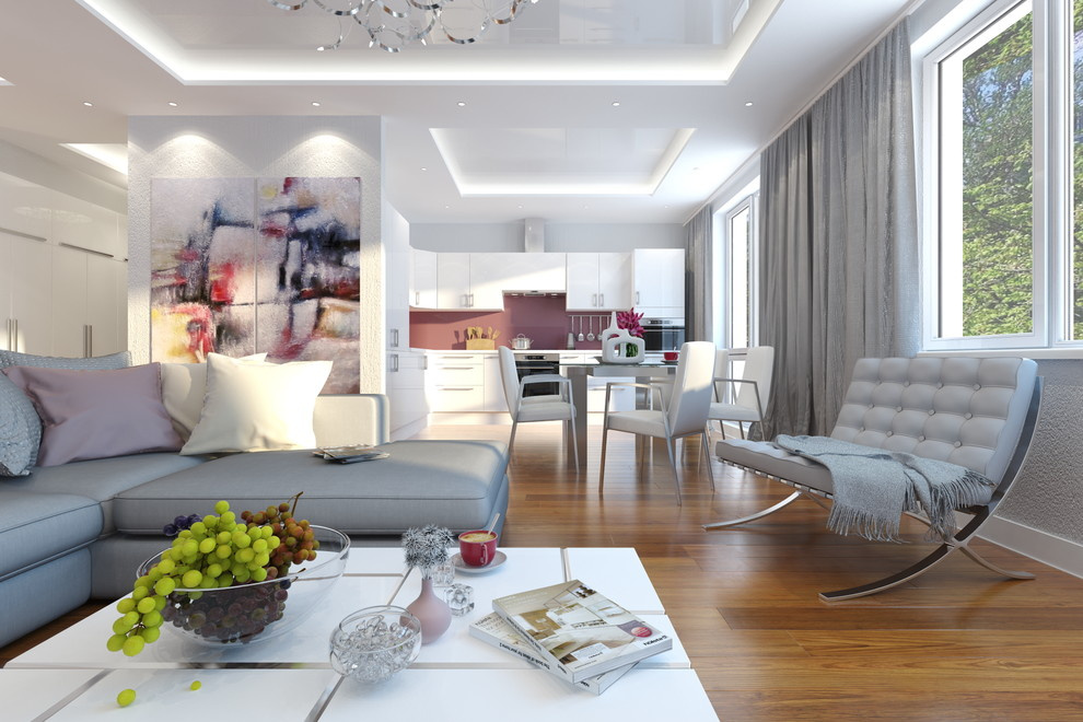 Современный интерьер трехкомнатной квартиры