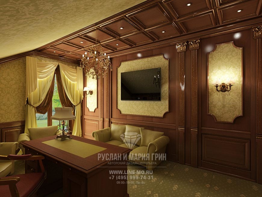 Кабинет в доме из бруса