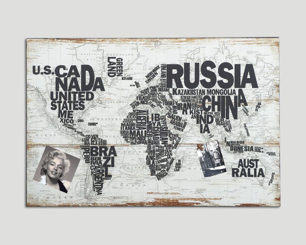 Панно на дереве "Карта мира"