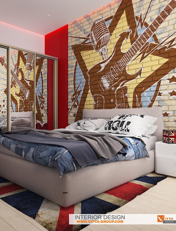 Bedroom for girl in Rock style