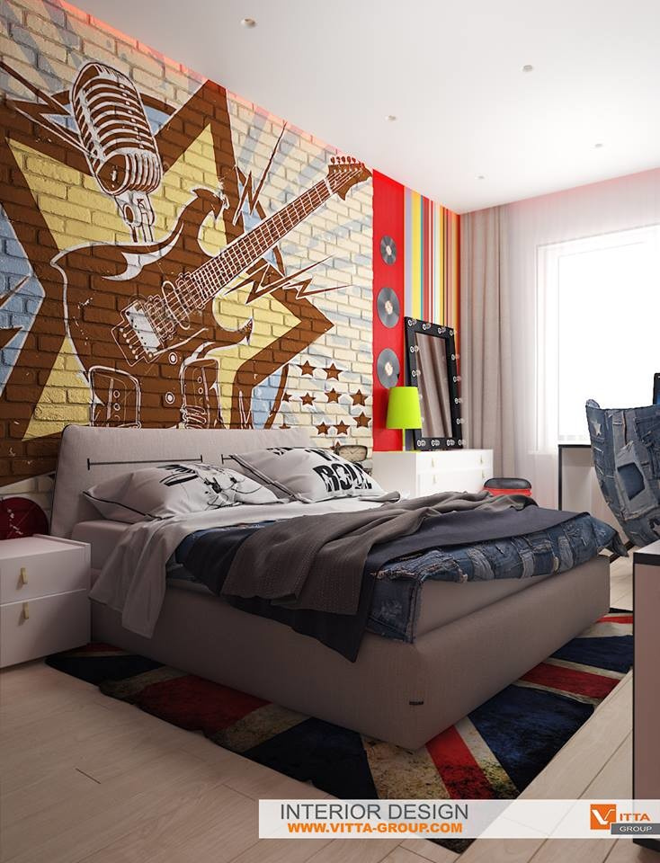 Bedroom for girl in Rock style
