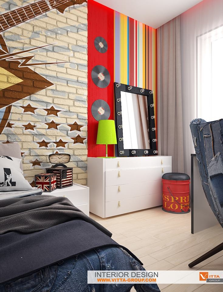 Bedroom for girl in Rock style