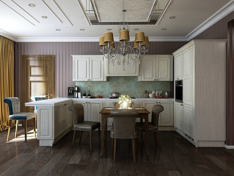 The interior of the kitchen-living room