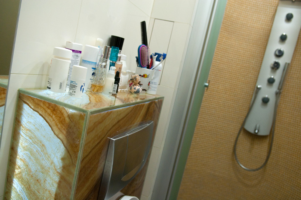 Гостевой санузел. Оникс, плитка, мозаика.