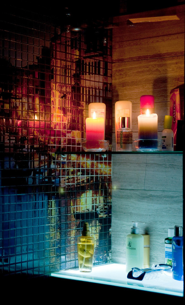 Хозяйский санузел. Травертин и вечерняя Венеция.