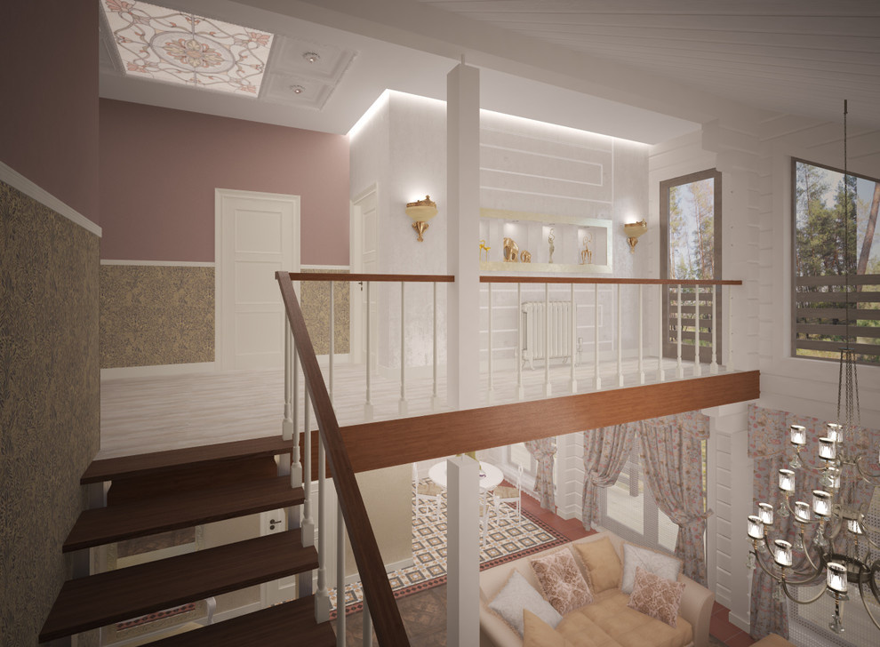 Интерьер загородного дома из клееного бруса