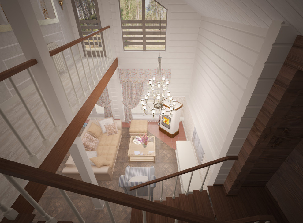 Интерьер загородного дома из клееного бруса