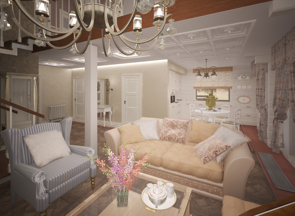 Интерьер загородного дома из клееного бруса