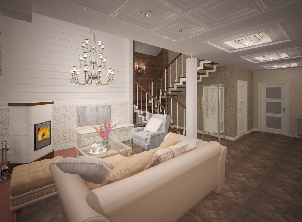 Интерьер загородного дома из клееного бруса